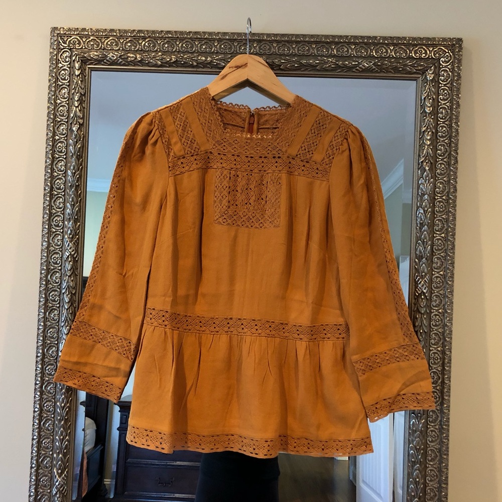 NWT J Crew Peplum Top - Mustard - 2